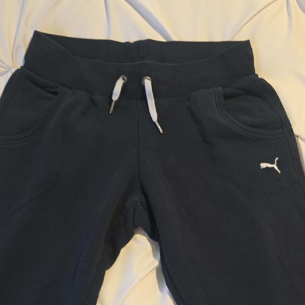 Puma Kids Navy Joggers with White Accents